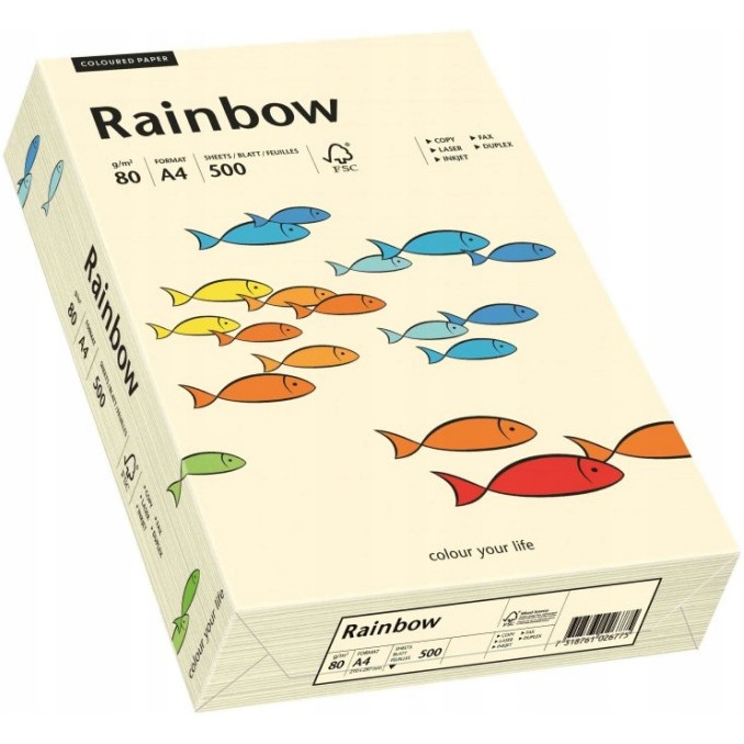 Papier xero kolorowy A4 160g RAINBOW R03 kremowy (250ark) 88042257
